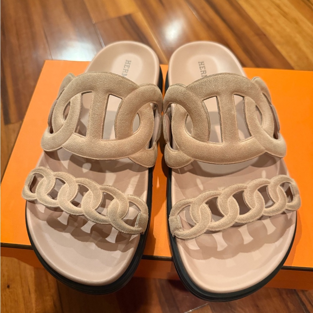 Hermes Extra Velvet Goatskin Sandals